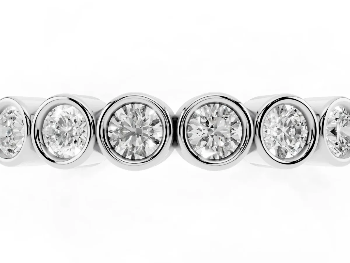 Bezel Set Round Diamond Eternity Band Silver