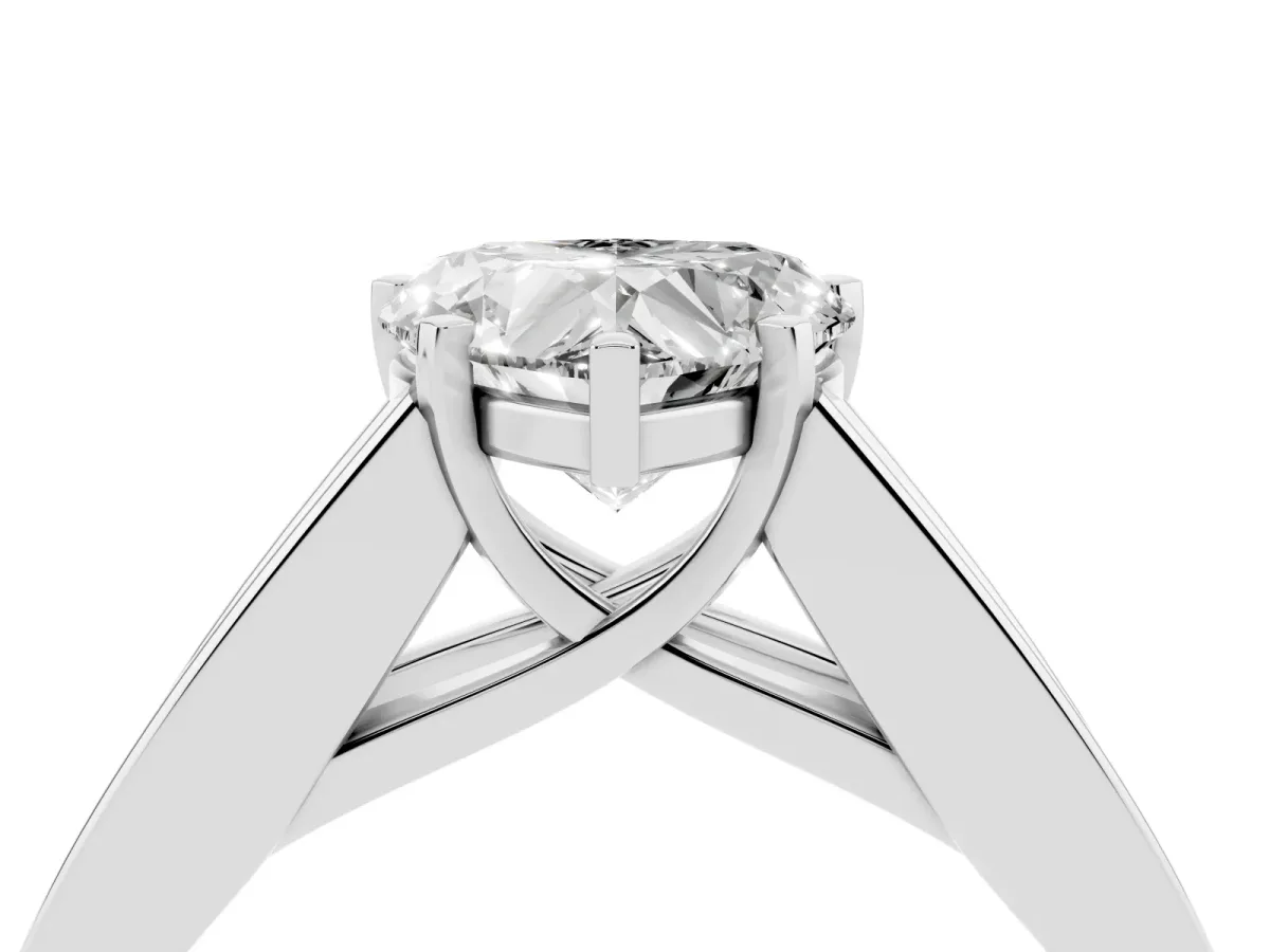 Heart Cut Cut Channel Set Solitaire Ring with Four-Prong Setting Silver