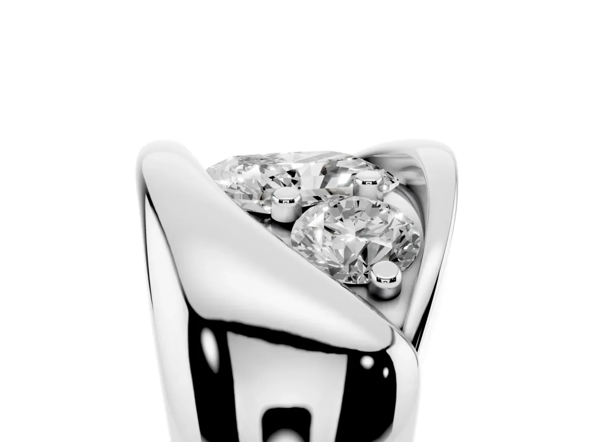 Channel Set Radiant Cut Diamond Crossover Band White gold