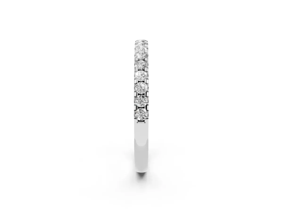 Round Diamond Pavé Eternity Band with Micro Prong Setting Silver