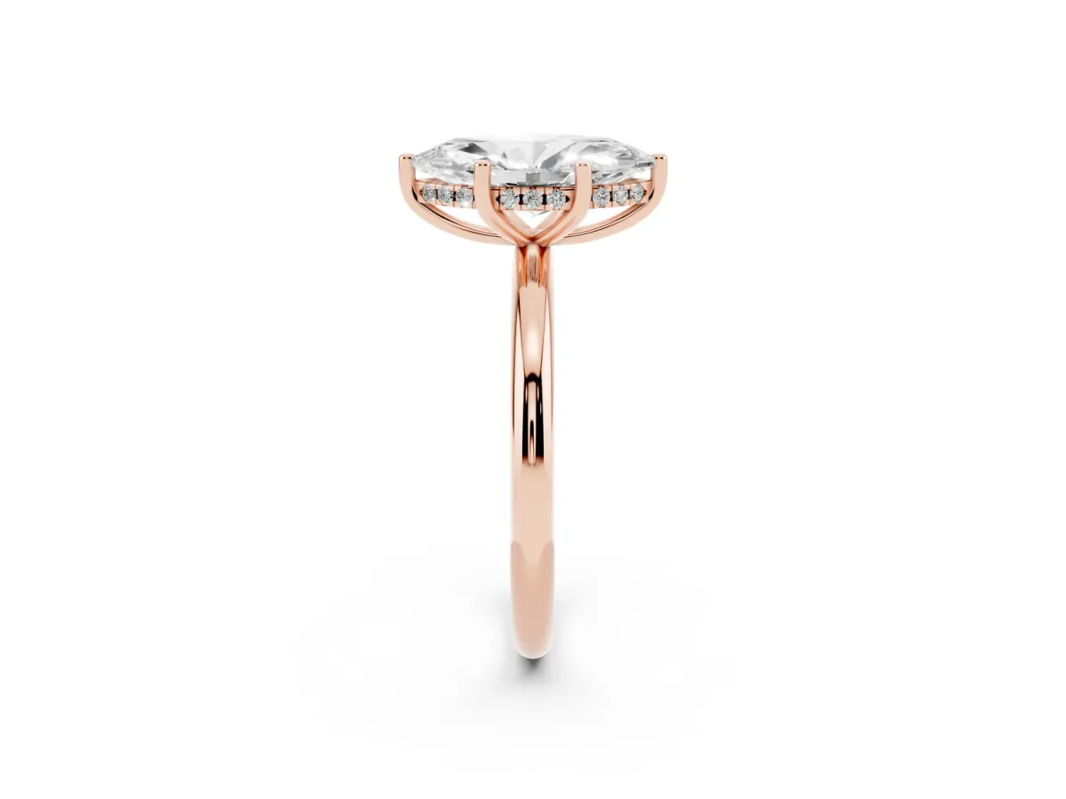 Marquise Cut Cut Solitaire Engagement Ring with Four-Prong Setting and Classic Band Rose gold