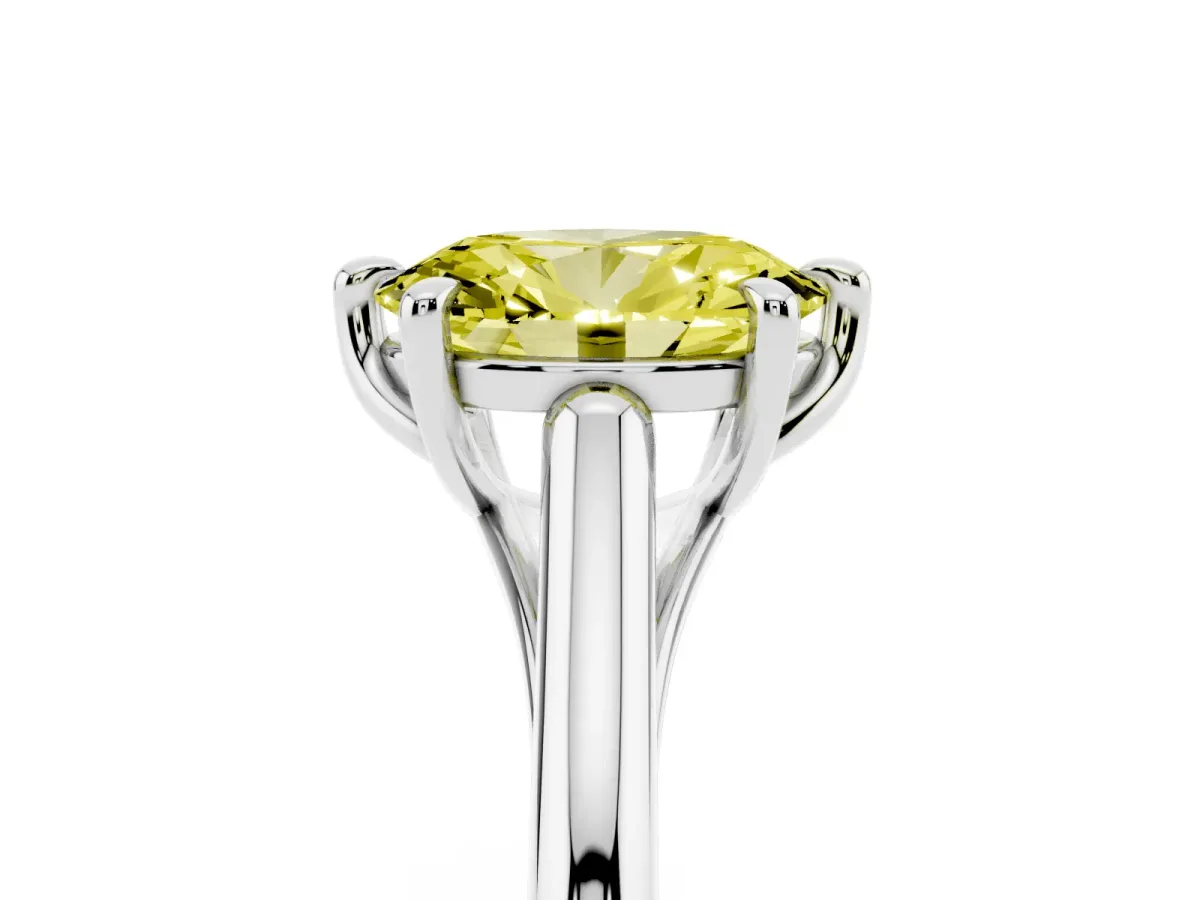 Fancy Yellow Oval Cut Solitaire Engagement Ring with Six-Prong Setting and Classic Band Platinum