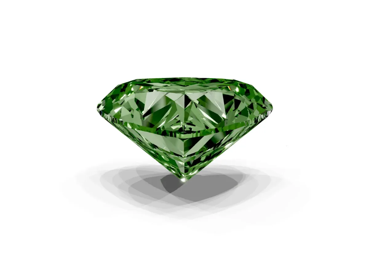 Fancy Green Heart Cut Cut Double Halo Diamond Engagement Ring with Pave Band and Four-Prong Setting White gold