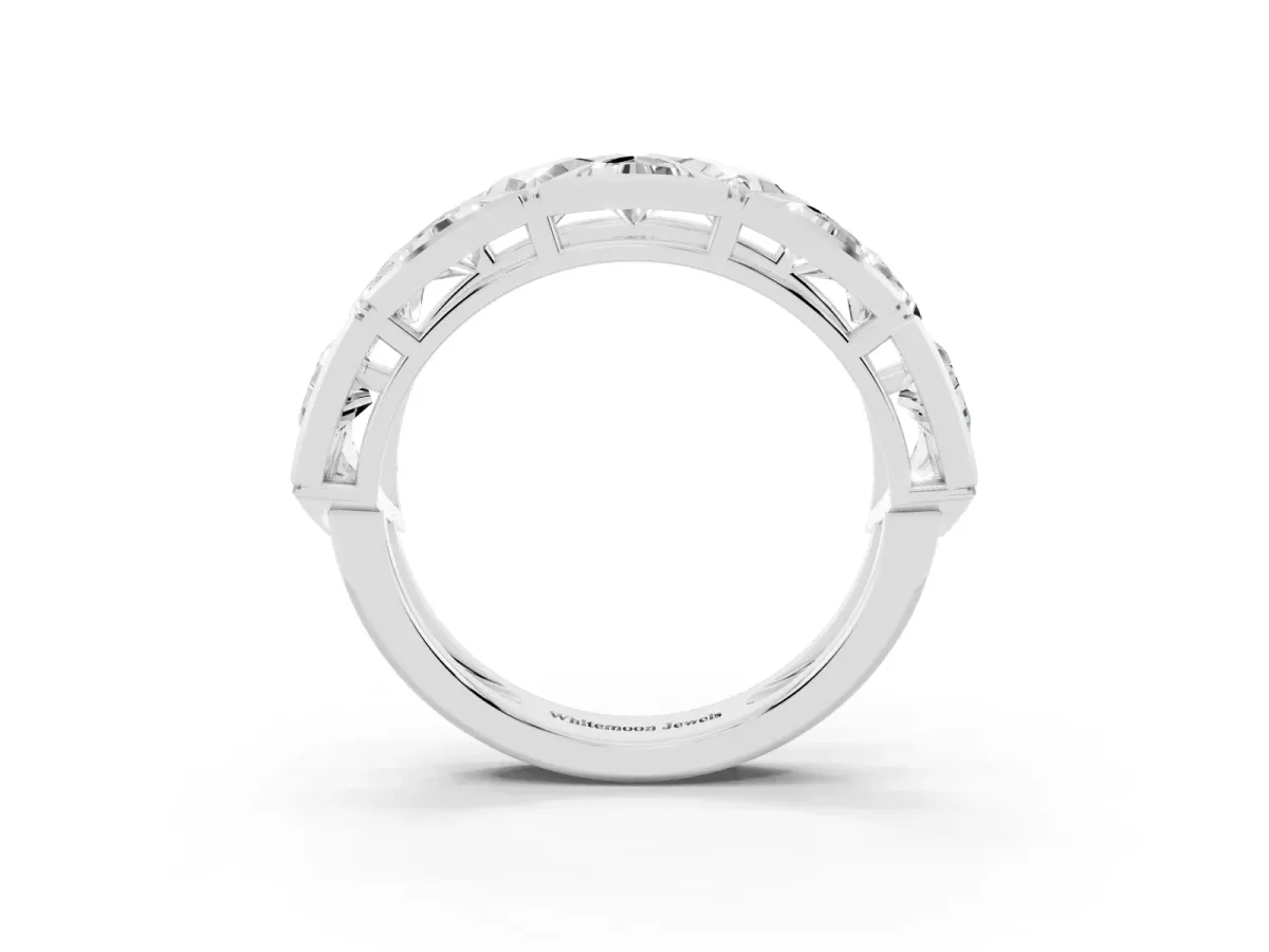 Triangle Diamond Geometric Mens Band Silver