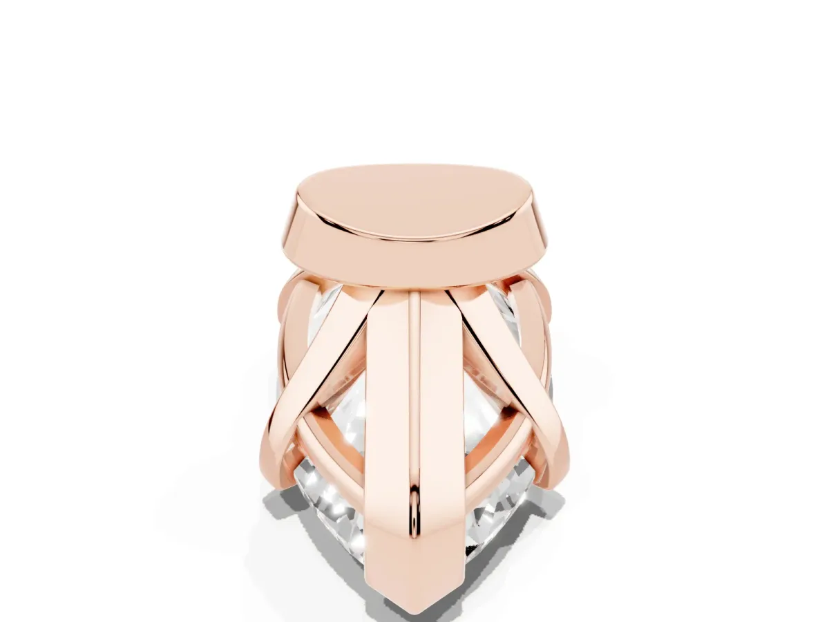 Marquise Cut Diamond Solitaire Ring with Prong Setting and Classic Band Rose gold