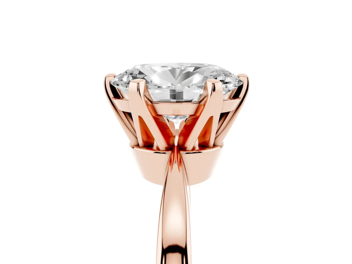 Oval Cut Solitaire Engagement Ring with Six-Prong Setting and Tapered Band Rose gold