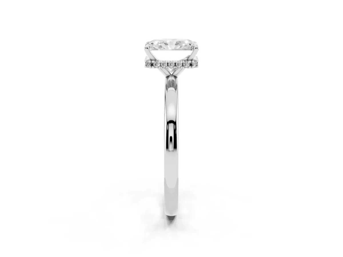 Radiant Cut Solitaire Engagement Ring with Cathedral Band and Four-Prong Setting White gold