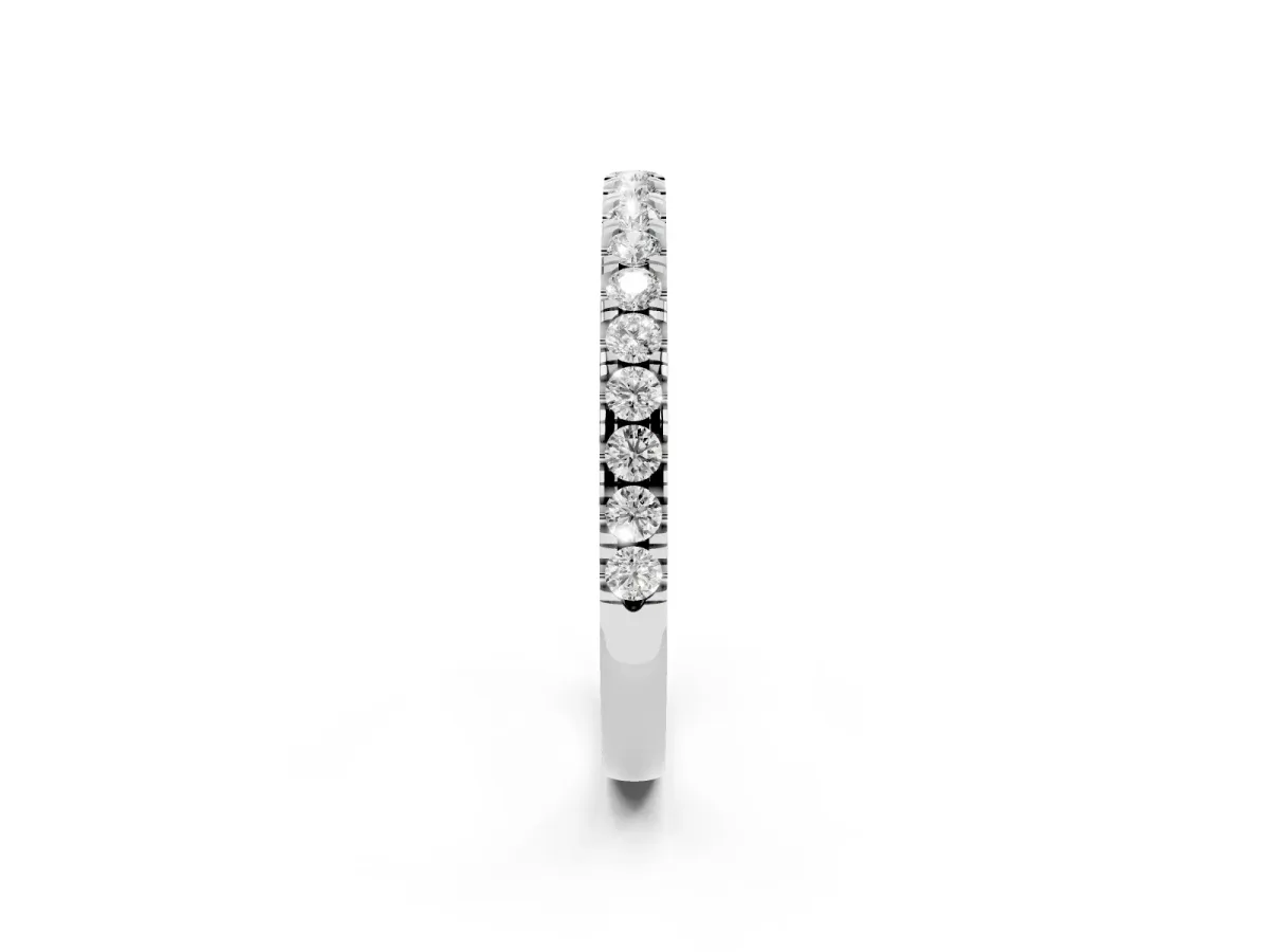 Round Diamond Classic Half Eternity Band with Shared Prong Setting Platinum