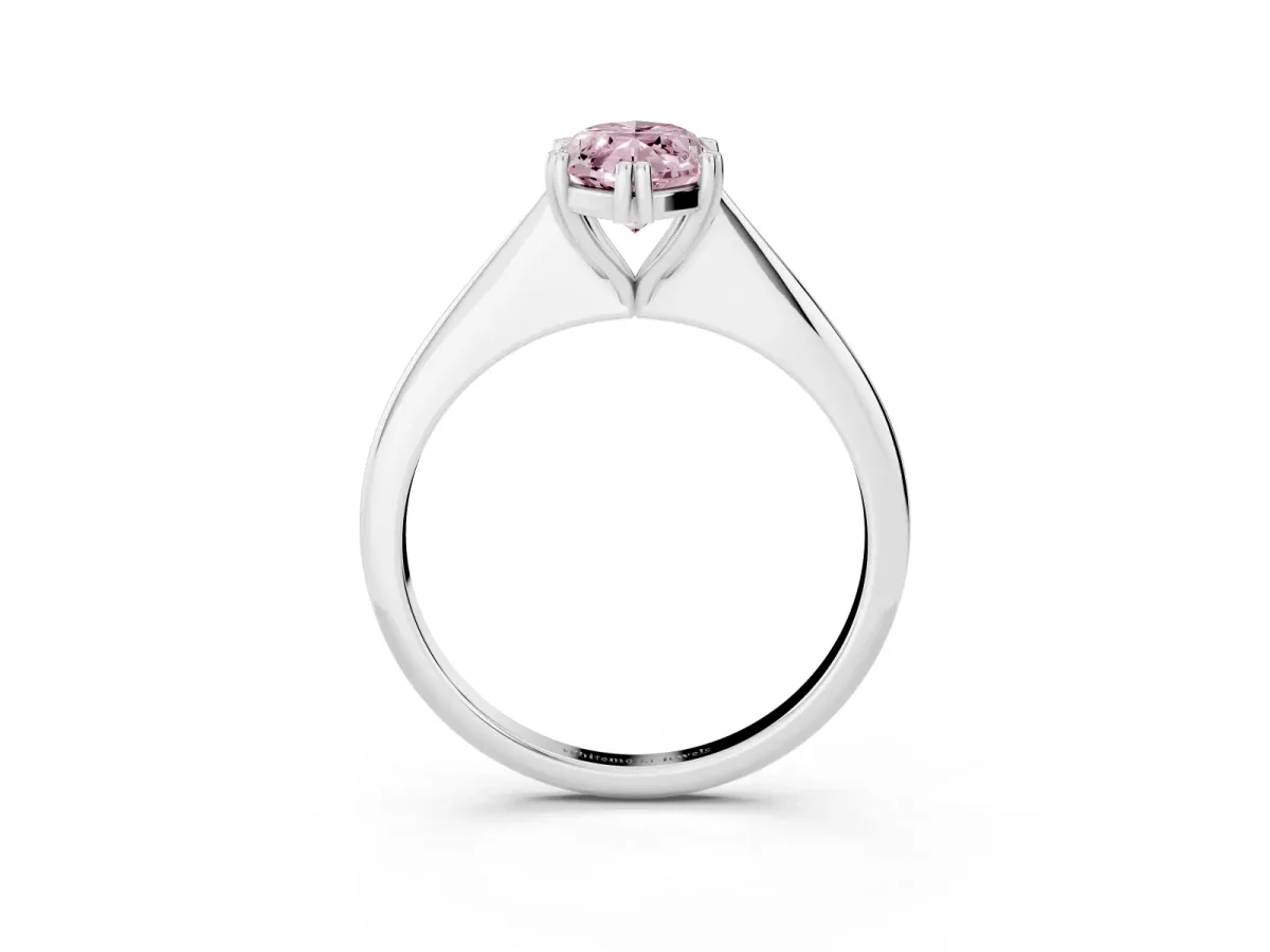 Fancy Pink Marquise Cut Solitaire Diamond Ring with Six-Prong Setting and Classic Band Silver