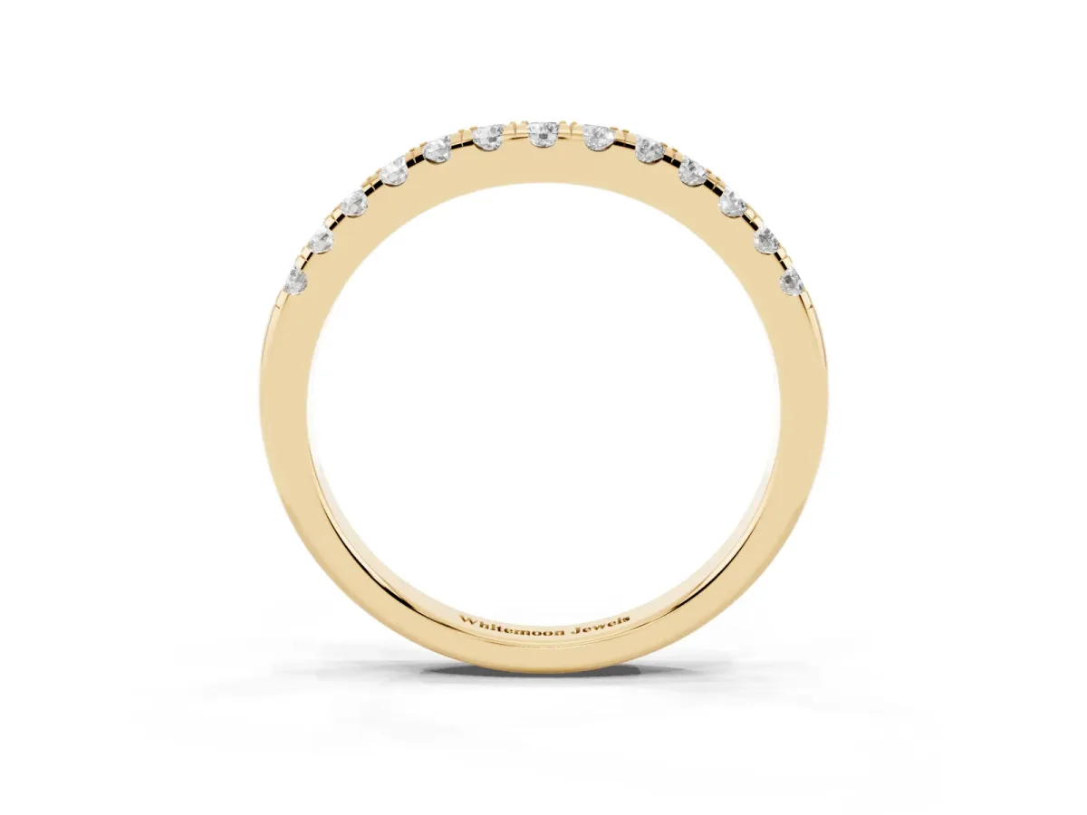 Round Diamond Pavé Curved Eternity Band with Shared Prong Setting Yellow gold
