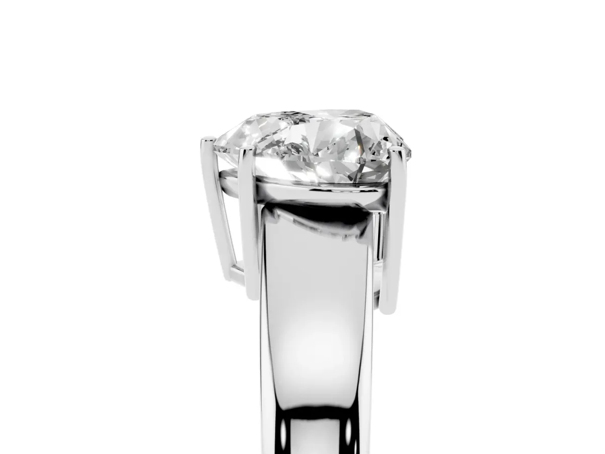 Heart Cut Solitaire Diamond Ring with Tapered Band and Four-Prong Setting White gold