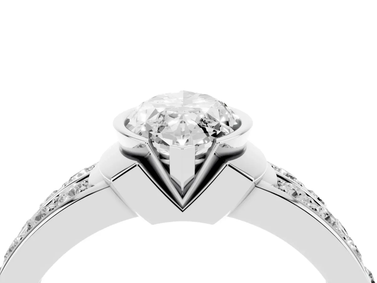 Marquise Cut Brilliant Diamond Channel Set Wide Band Ring with Bezel Setting Silver