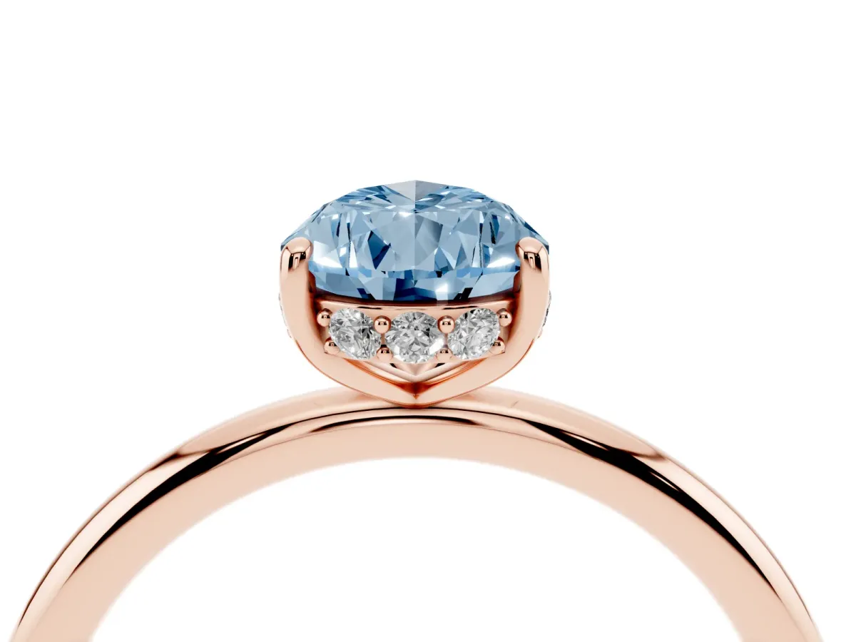 Fancy Blue Pear Cut Solitaire Diamond Ring with a Classic Band and Four-Prong Setting Rose gold