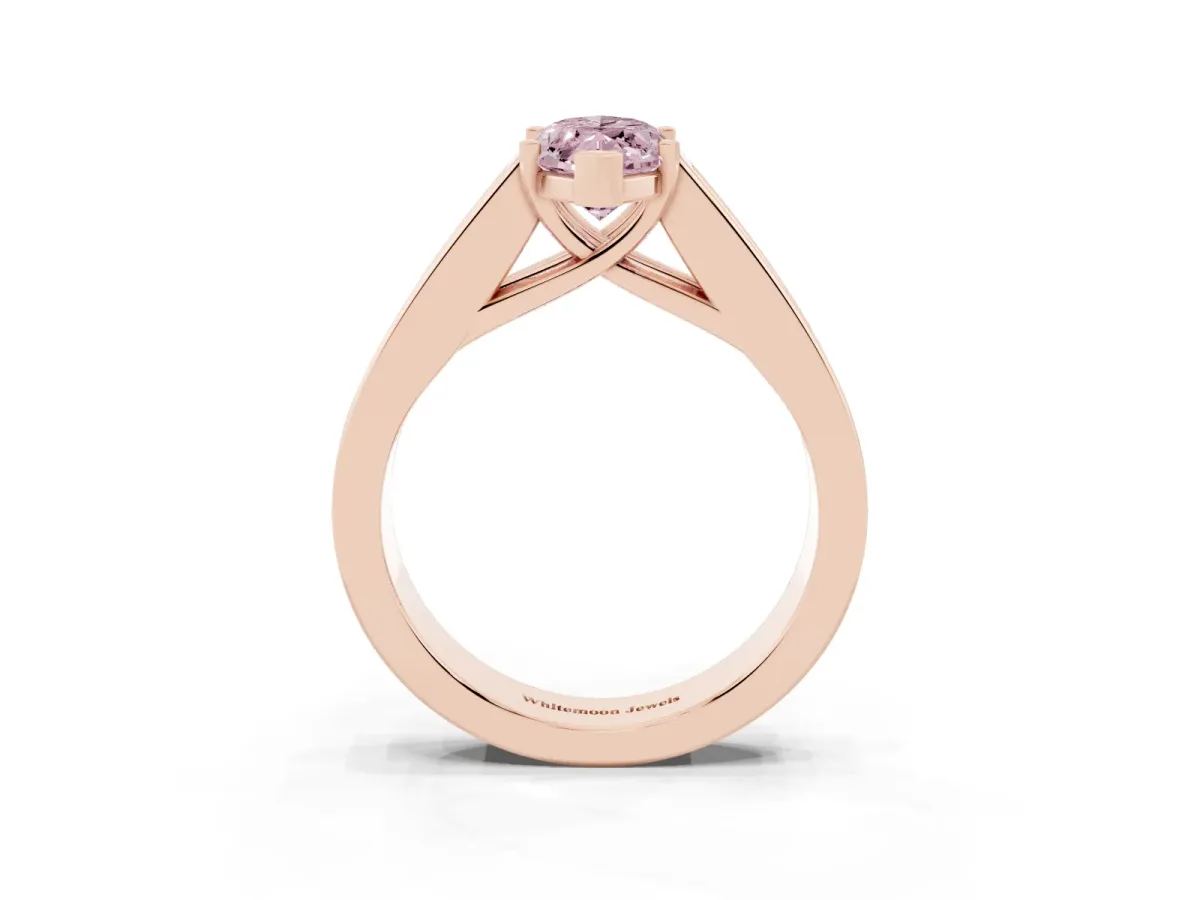 Fancy Pink Marquise Cut Cut Channel Set Solitaire Ring with Four-Prong Setting Rose gold
