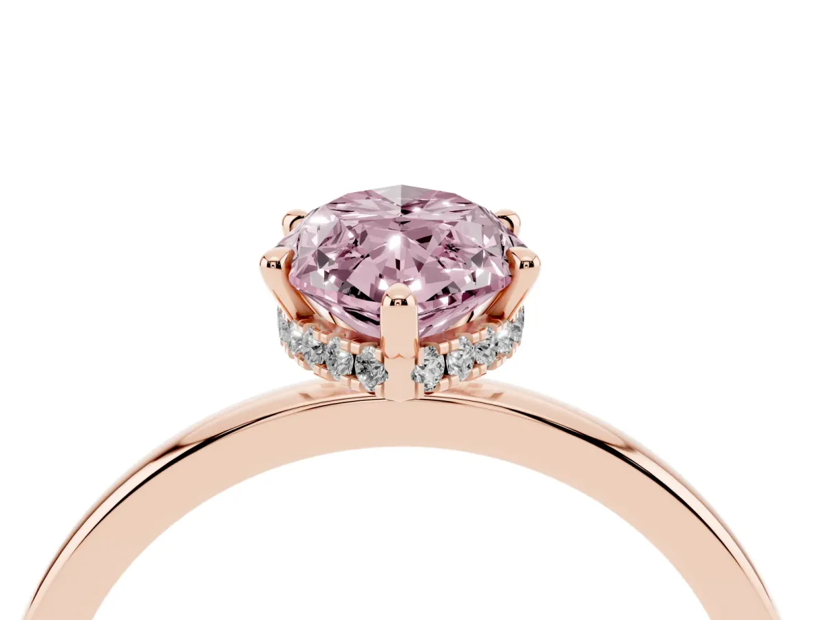 Fancy Pink Marquise Cut Solitaire Engagement Ring with Cathedral Band and Four-Prong Setting Rose gold