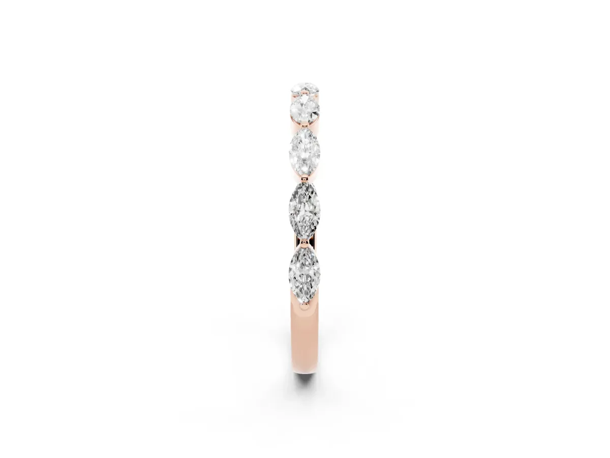 Marquise Diamond Half Eternity Band with Prong Setting Rose gold