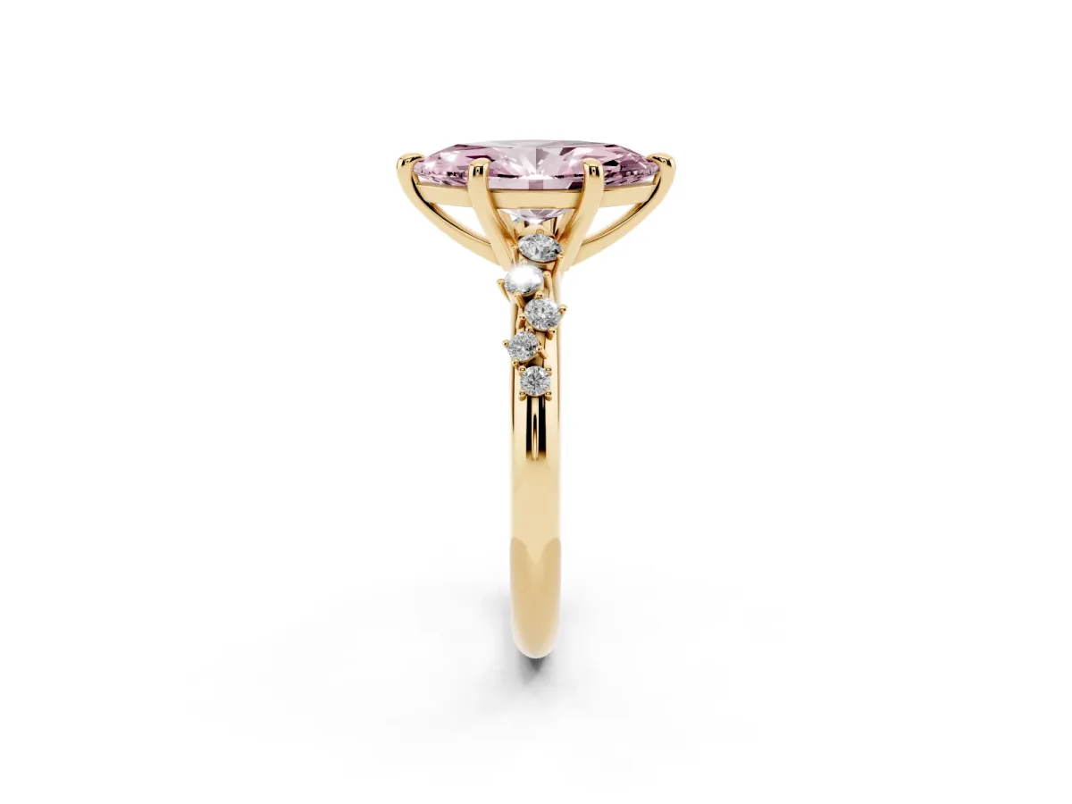 Fancy Pink Marquise Cut Cut Diamond Vine Band with Four-Prong Setting Yellow gold