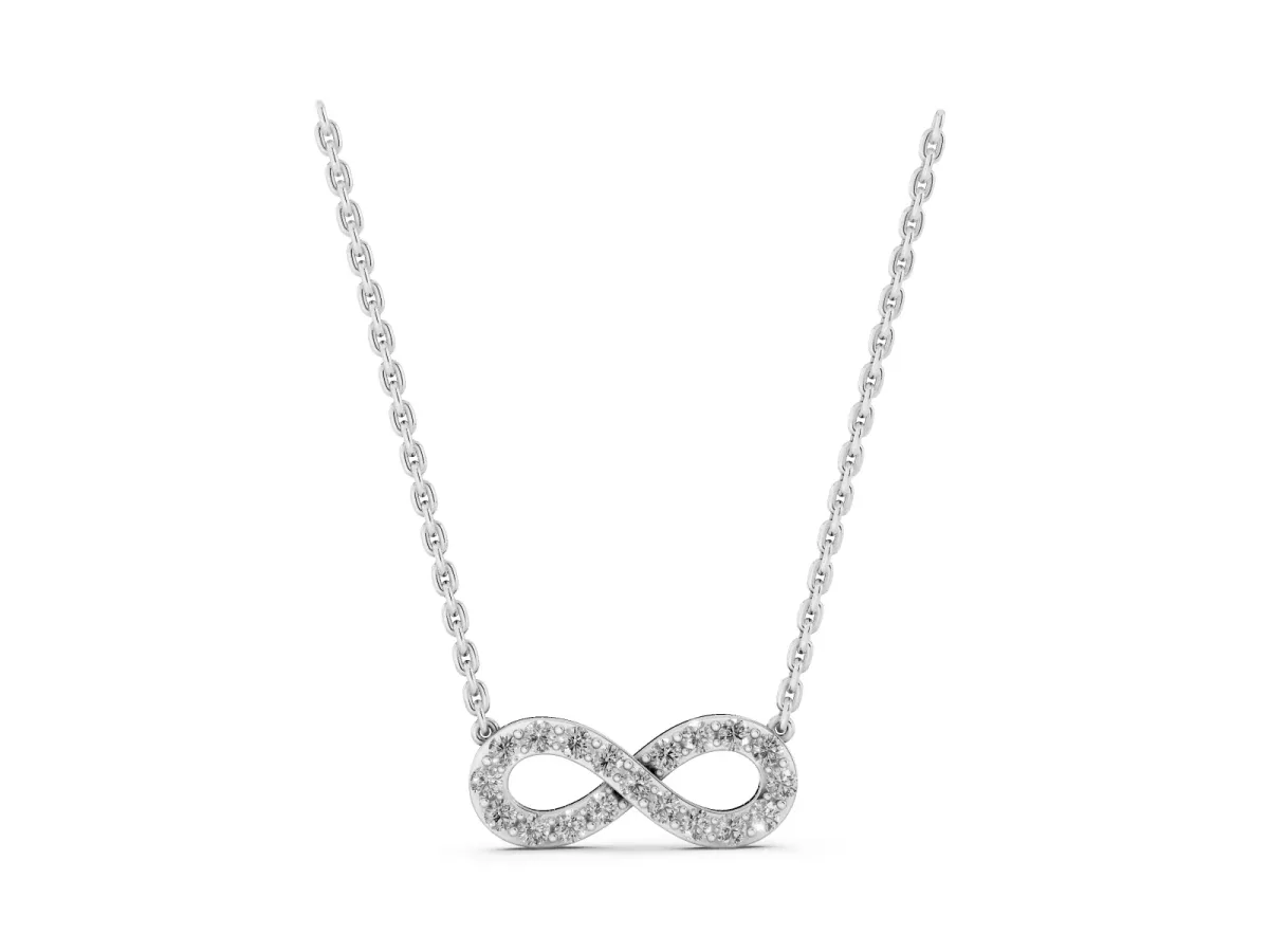 Infinity Pendant with Round Diamond Pavé Setting White gold