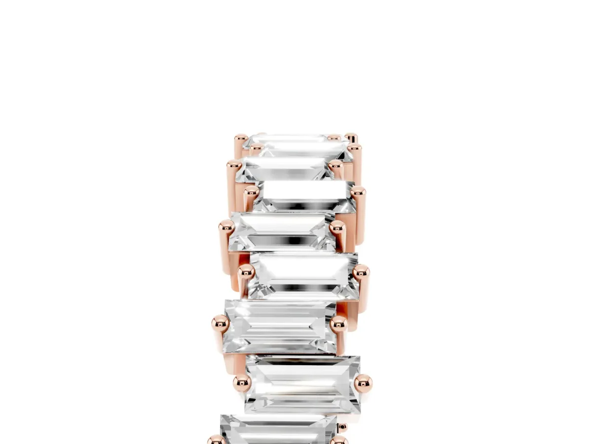 Baguette Diamond Full Eternity Ring with Prong Setting Rose gold