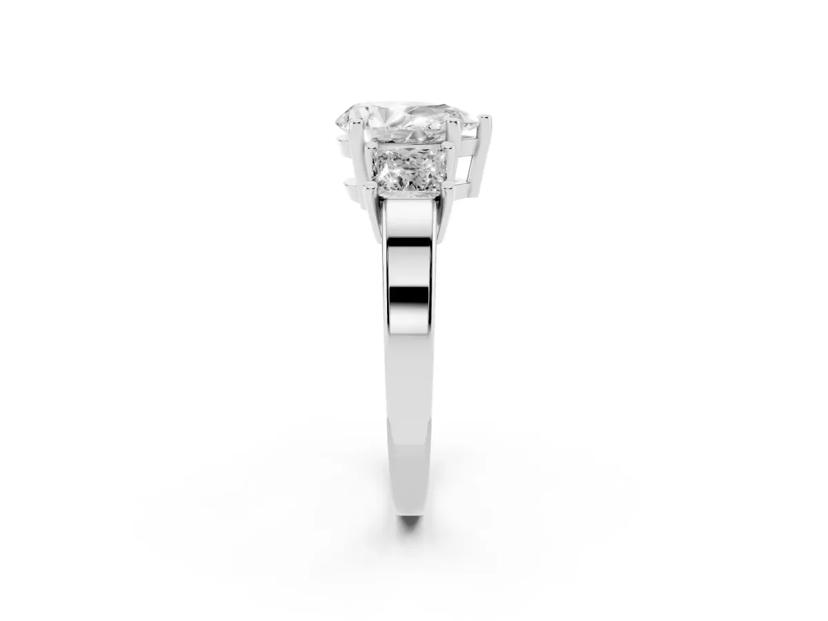 Three-Stone Pear Cut Cut Solitaire Ring with Prong Setting Platinum