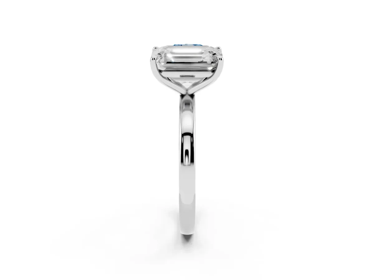 Fancy Blue Cushion Cut and Emerald Cut Toi Moi Ring with Prong Setting Platinum