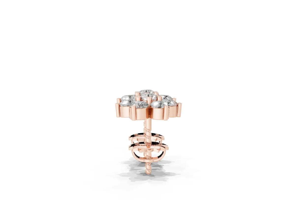 Cluster Round Diamond Stud Earrings Rose gold