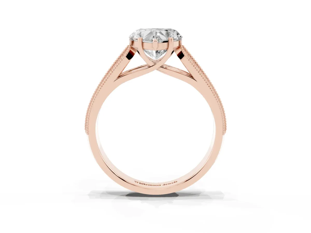 Heart Cut Cut Pave Split Shank Engagement Ring with Four-Prong Setting Rose gold