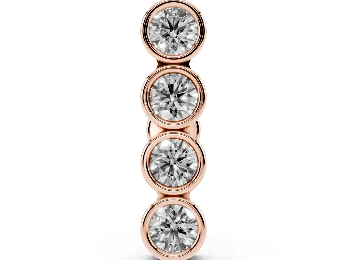 Round Diamond Row Flatback Earring Rose gold