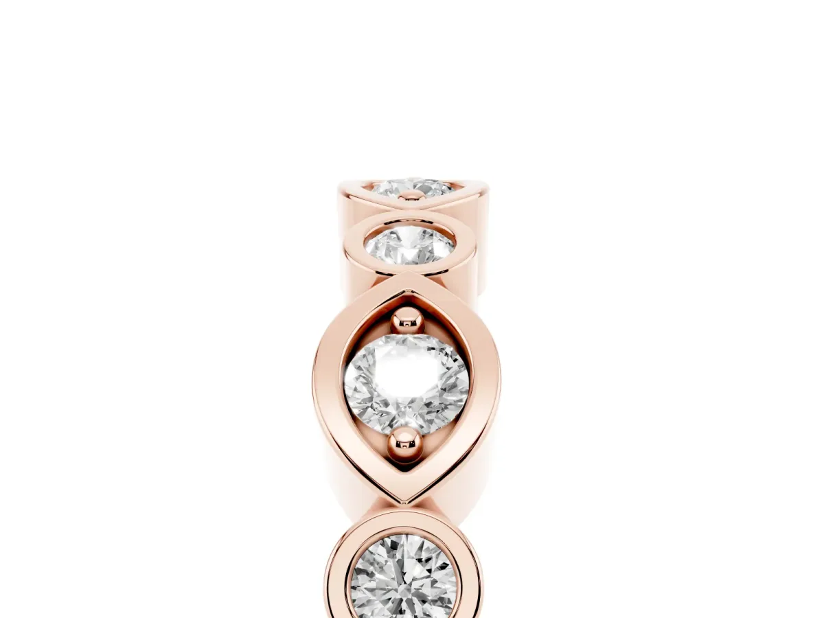 Bezel Set Mixed Shape Diamond Eternity Band Rose gold