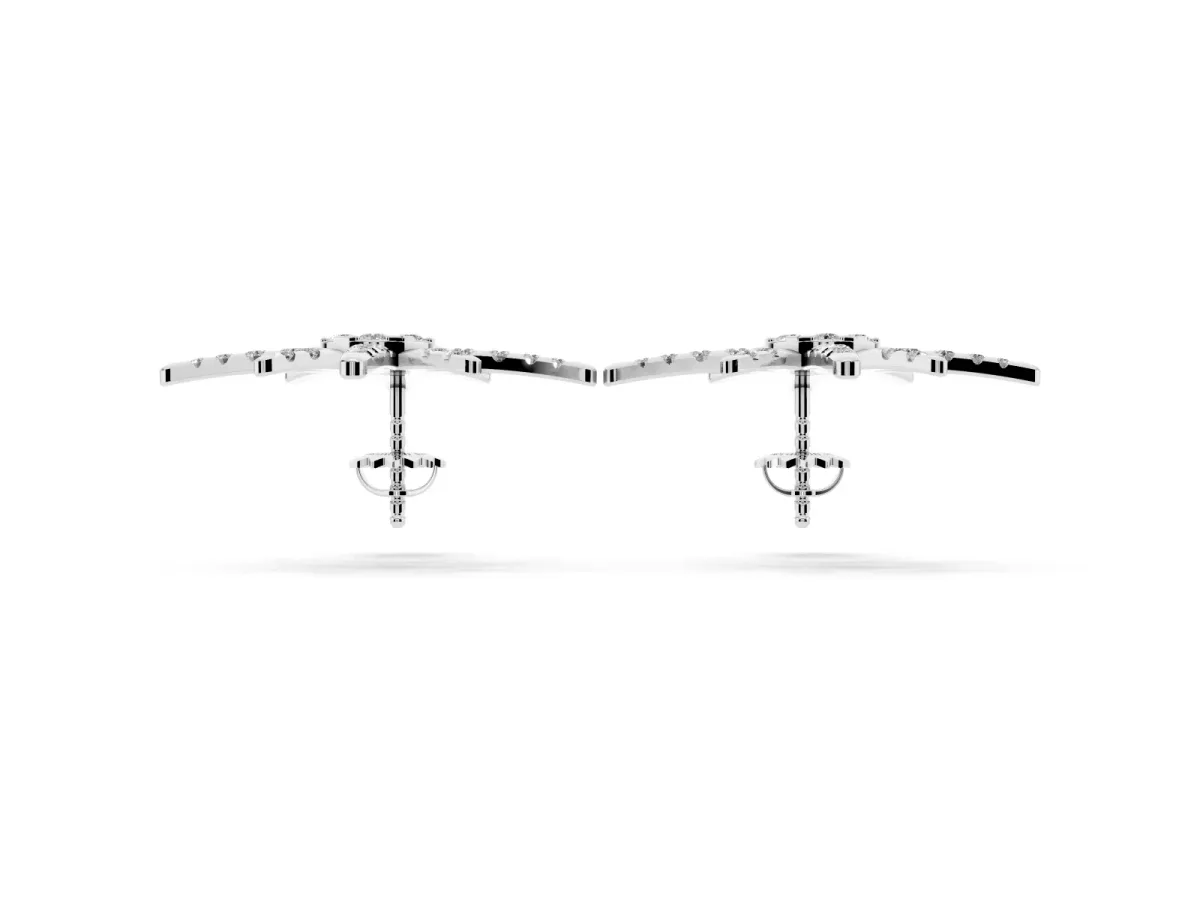 Pavé Diamond Starburst Stud Earrings White gold