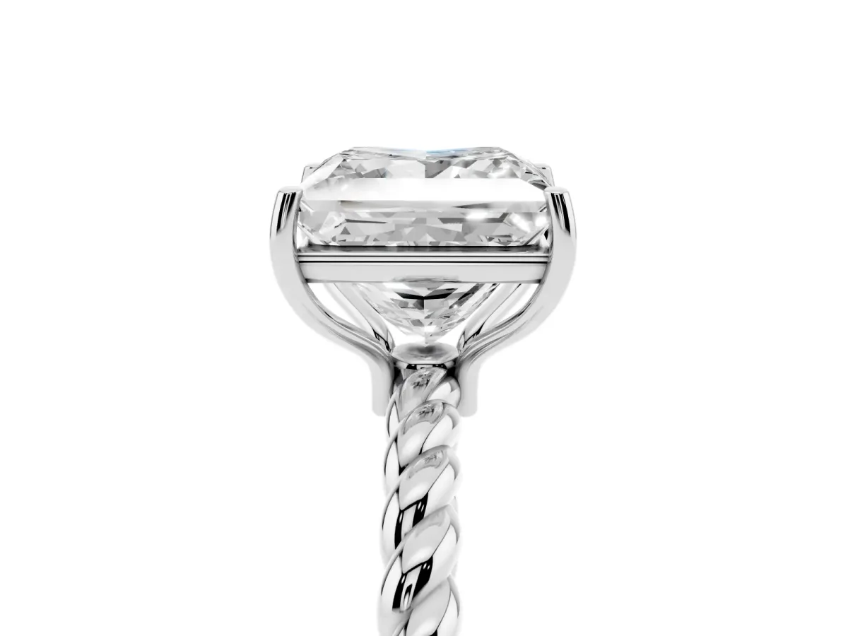 Princess Cut Solitaire Twisted Band 4-Prong Ring Platinum