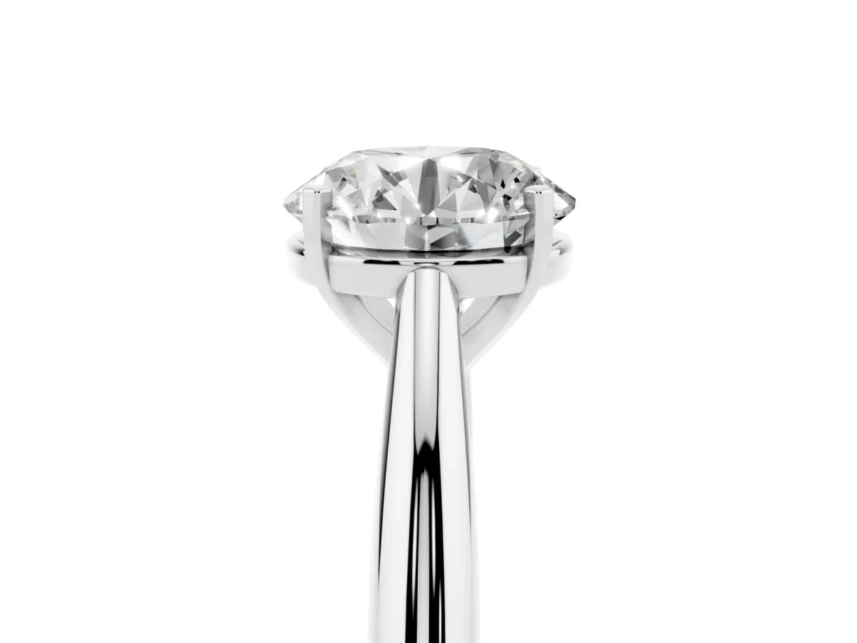 Round Cut Diamond Solitaire Engagement Ring with Cathedral Setting and Four-Prong Mount White gold