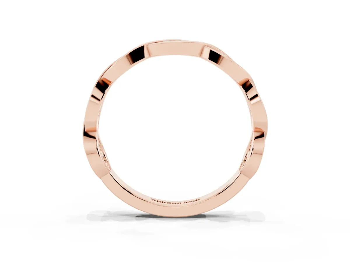 Round Diamond Twist Eternity Band with Bezel Setting Rose gold