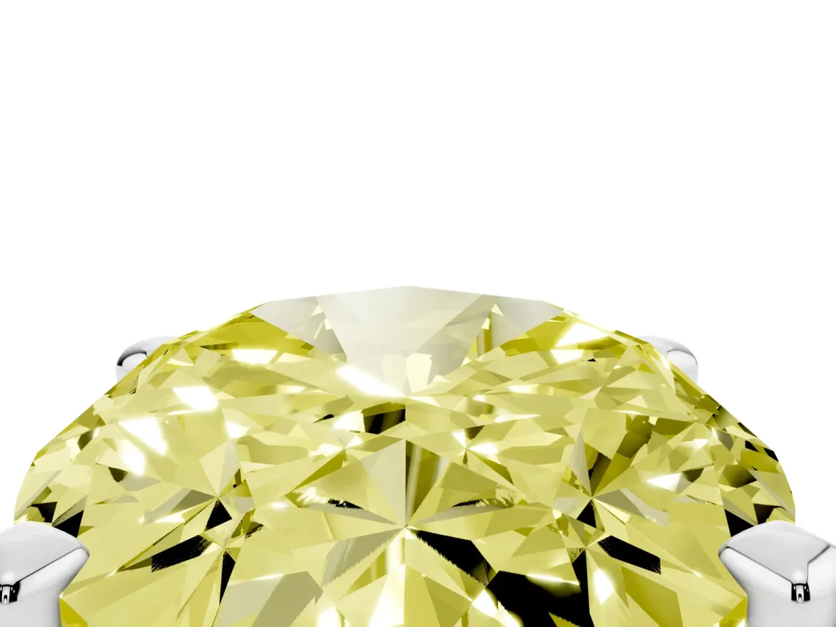 Fancy Yellow Oval Cut Diamond Solitaire Ring with Prong Setting and Classic Band Silver