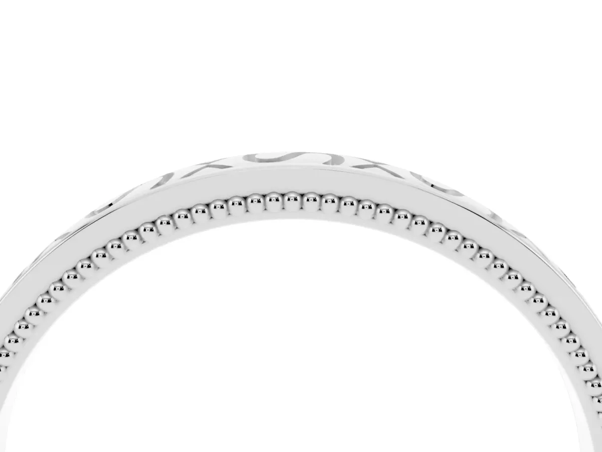 Vintage Engraved Milgrain Band Silver