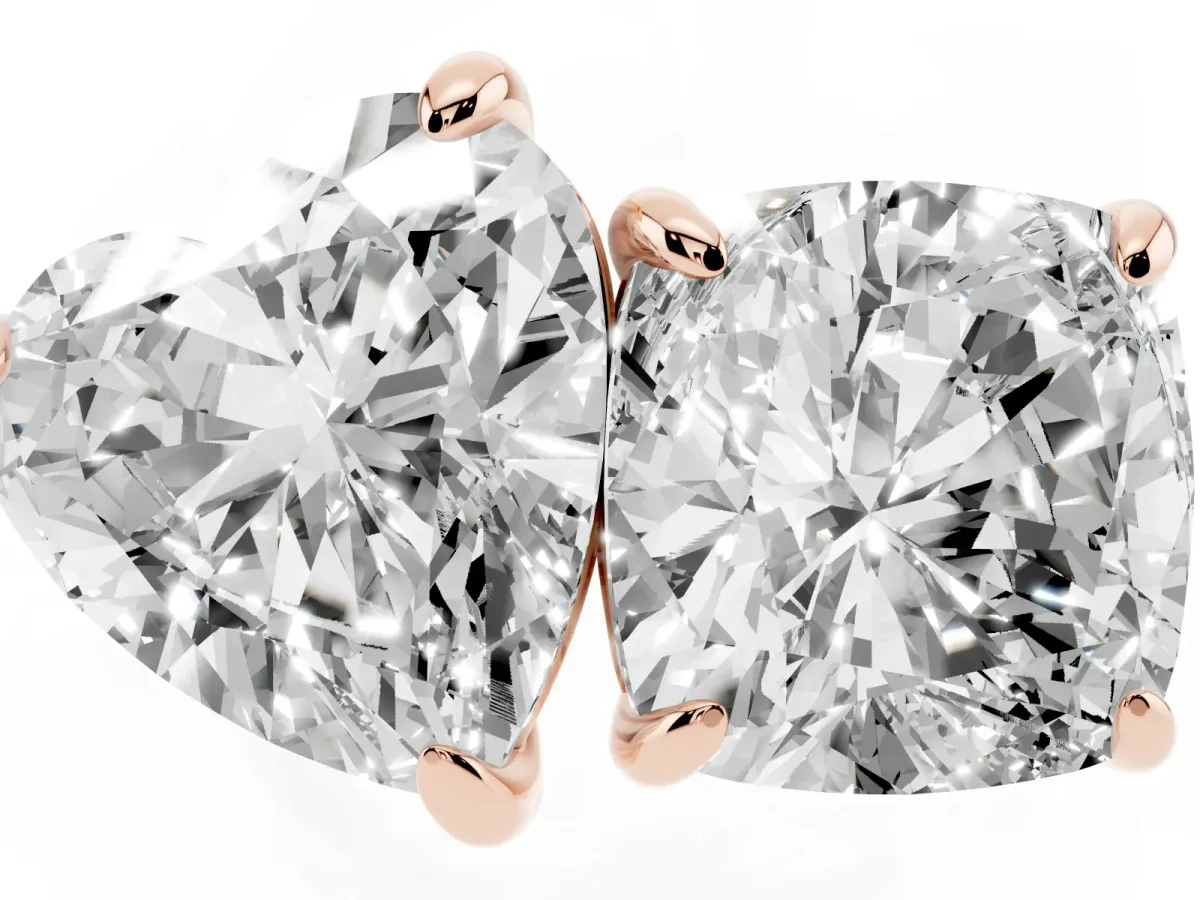 Cushion and Heart Toi Moi Ring with Prong Setting and Plain Band Rose gold