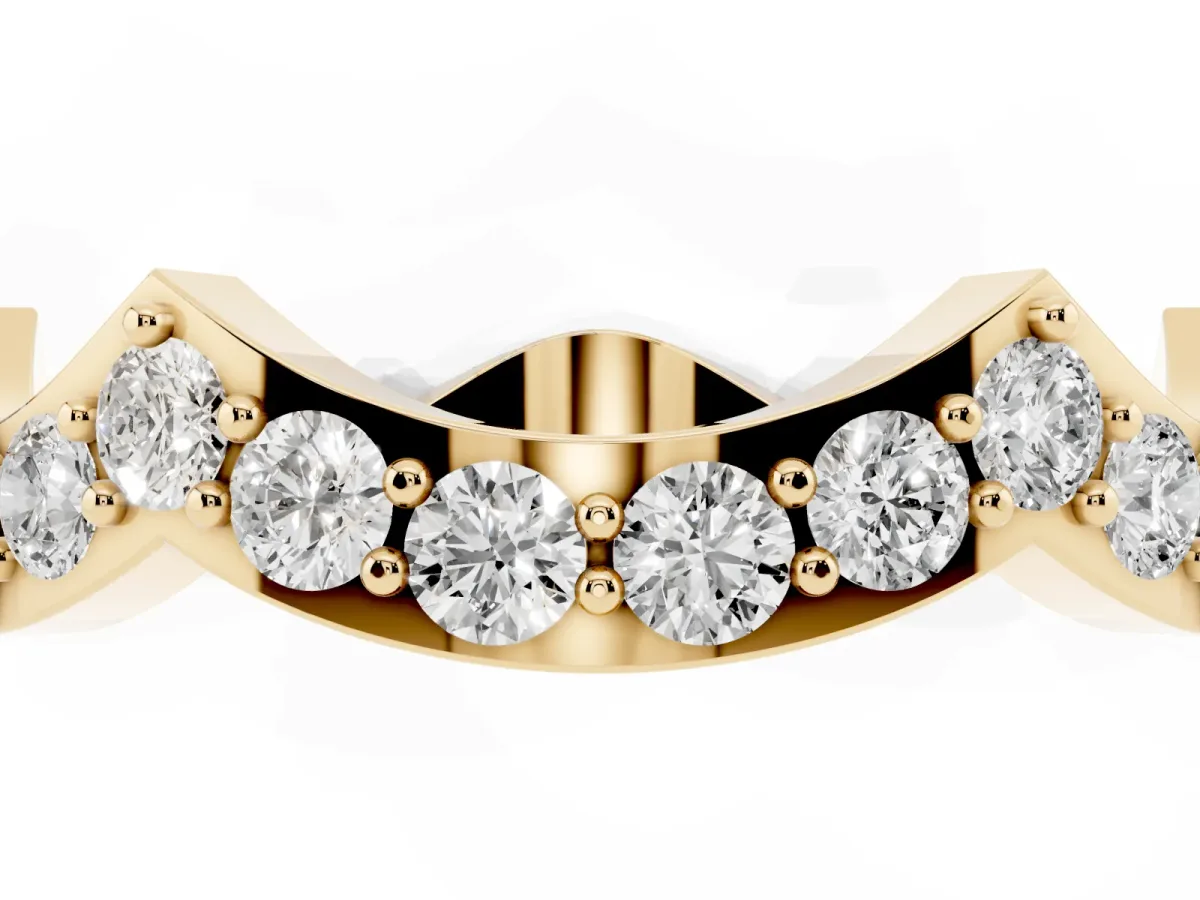 Round Diamond Pavé Zigzag Eternity Band Yellow gold