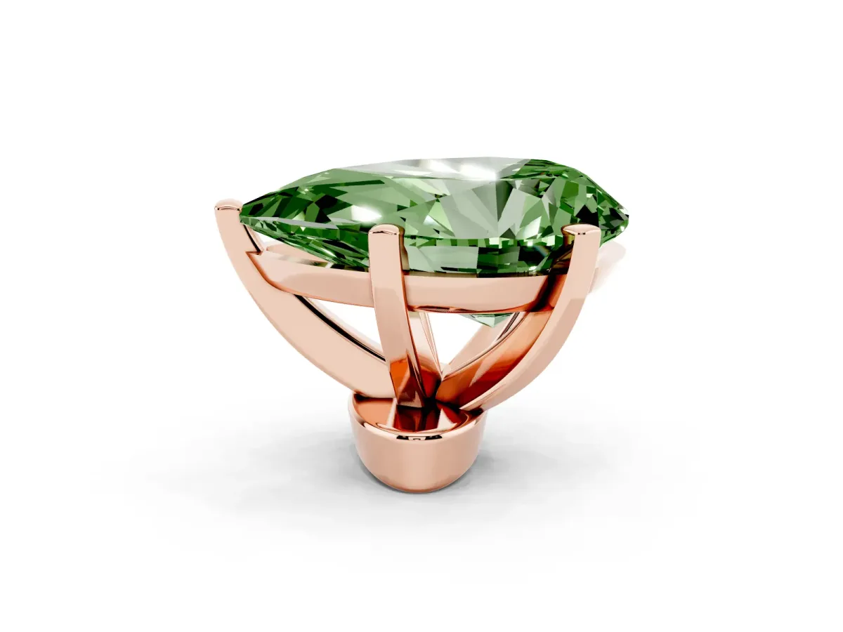 Fancy Green Pear Cut Diamond Solitaire Ring with Prong Setting and Classic Band Rose gold