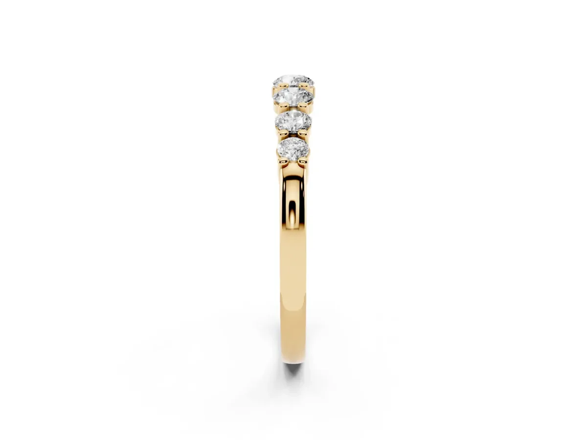 Round Diamond Prong-Set Half-Eternity Band Yellow gold