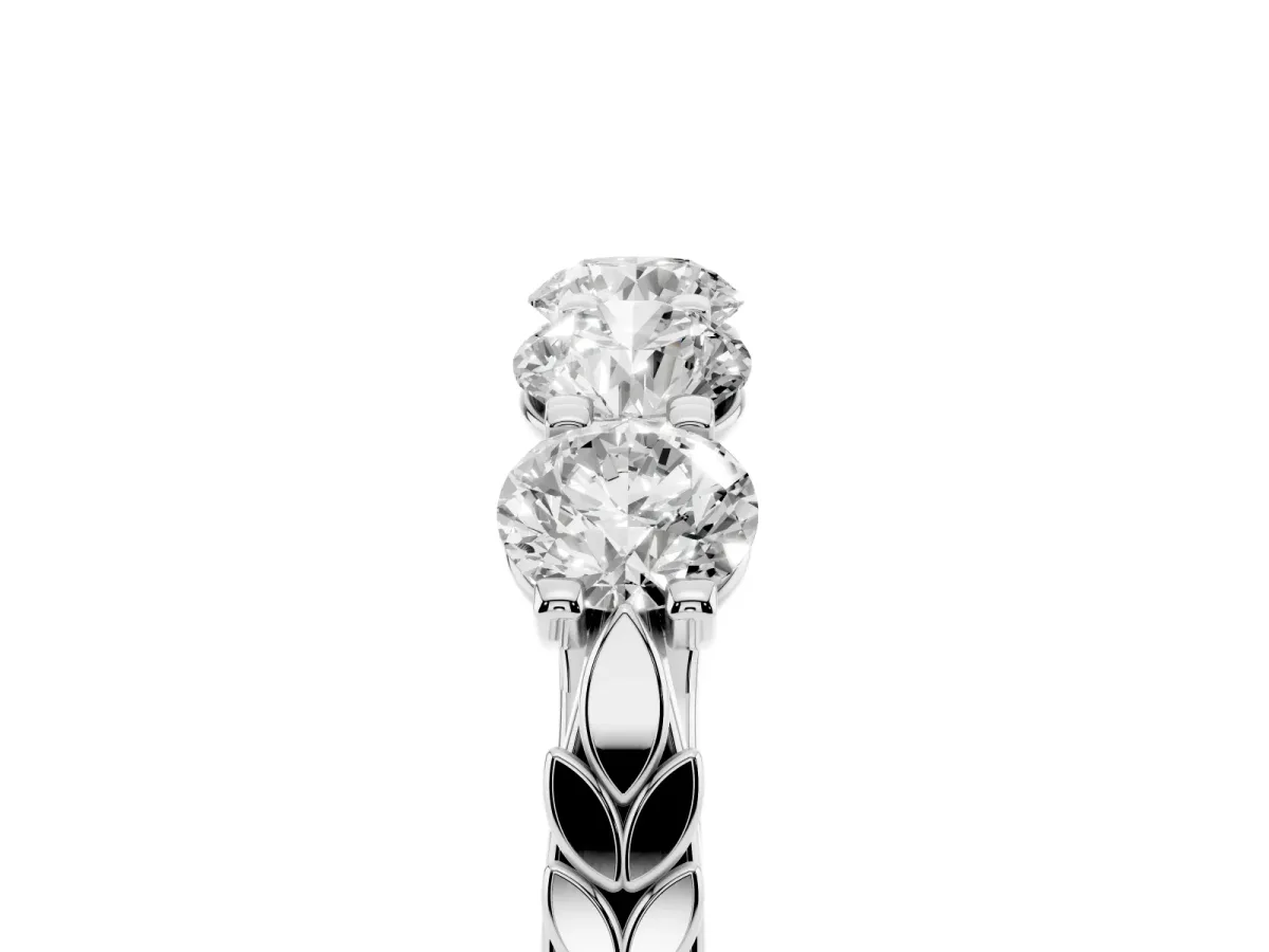 Five-Stone Round Diamond Prong-Set Band Platinum