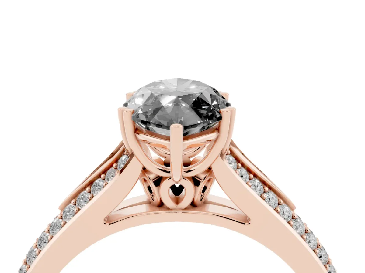 Fancy Black Marquise Cut Diamond Split Shank Engagement Ring with Pavé Band Rose gold