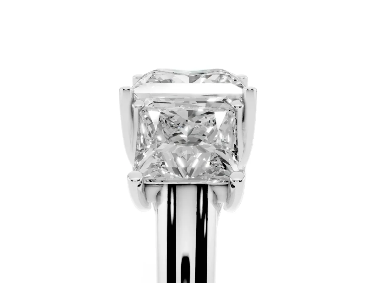 Three-Stone Princess Cut Diamond Engagement Ring with Prong Setting White gold