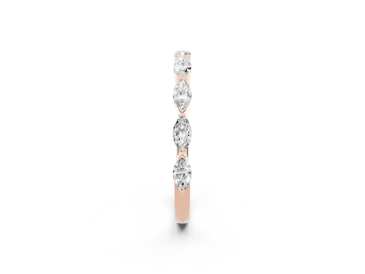 Marquise Diamond Eternity Band with Bezel Setting Rose gold
