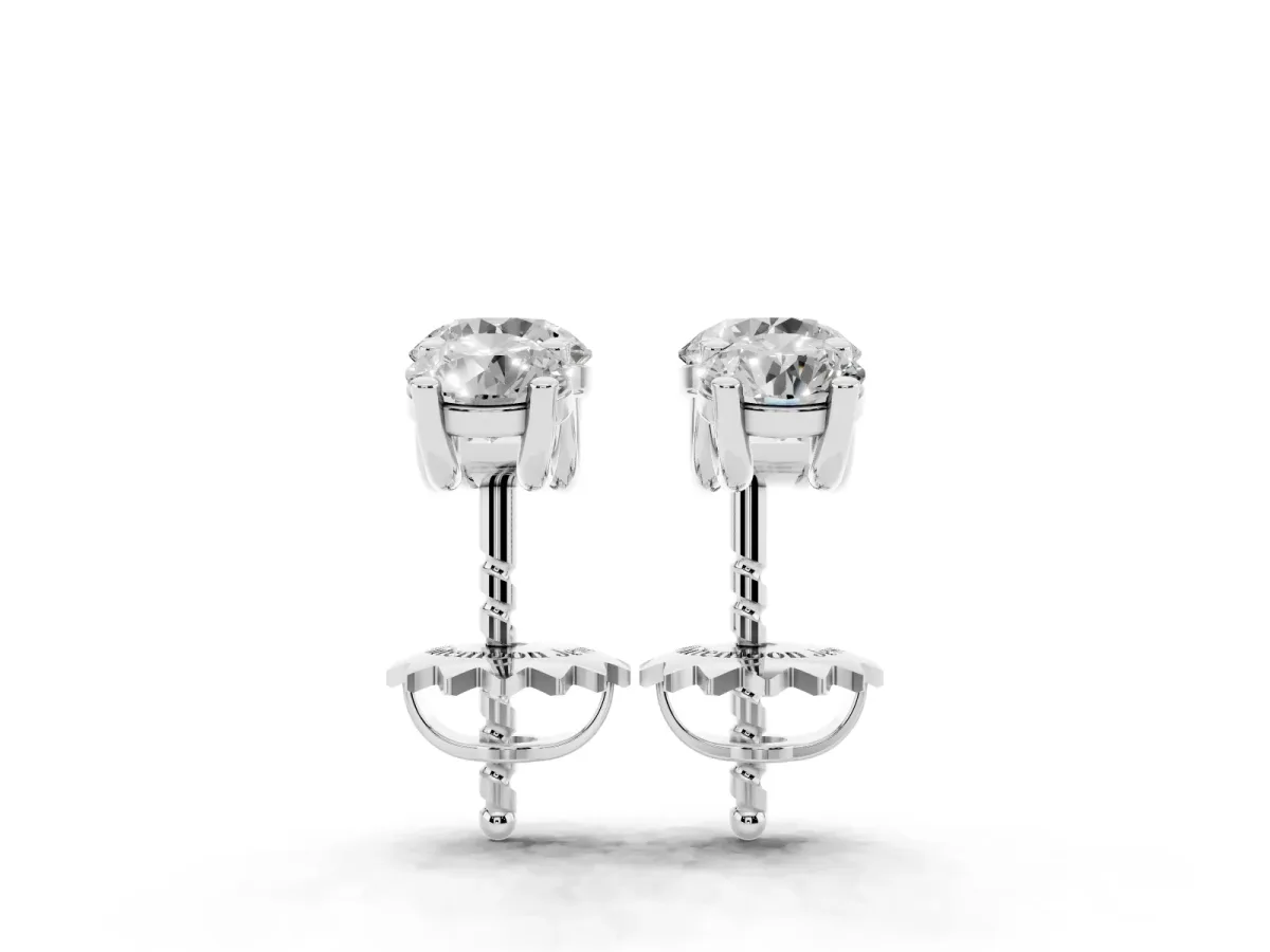 Three-Stone Round Diamond Channel Band Prong-Set Earrings Silver