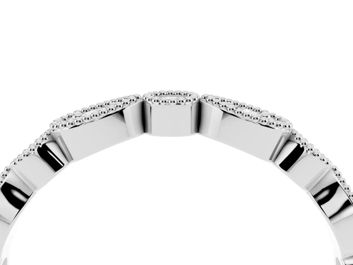 Milgrain Bezel Set Pear and Round Diamond Eternity Band Platinum