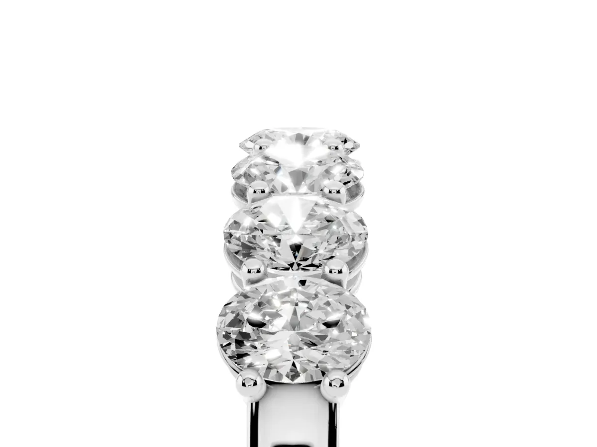 Oval Diamond Shared Prong Eternity Band Platinum