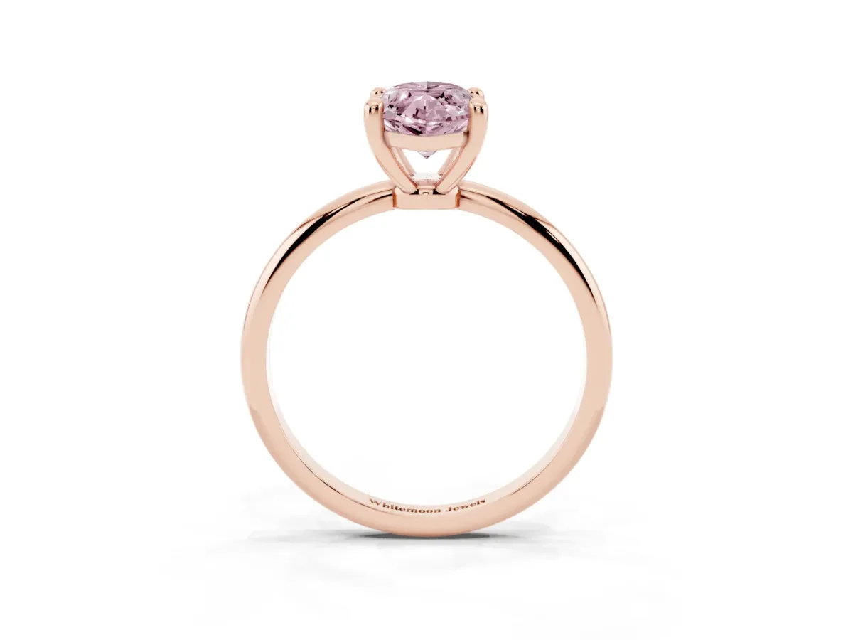Fancy Pink Marquise Cut Solitaire Diamond Ring with 4-Prong Setting on a Classic Band Rose gold