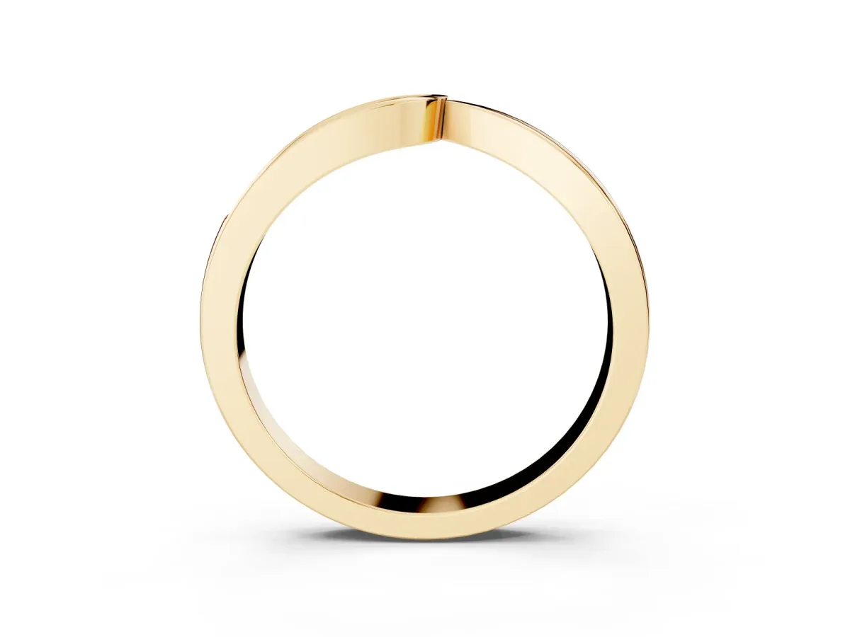 Channel Set Round Diamond Contour Band Yellow gold