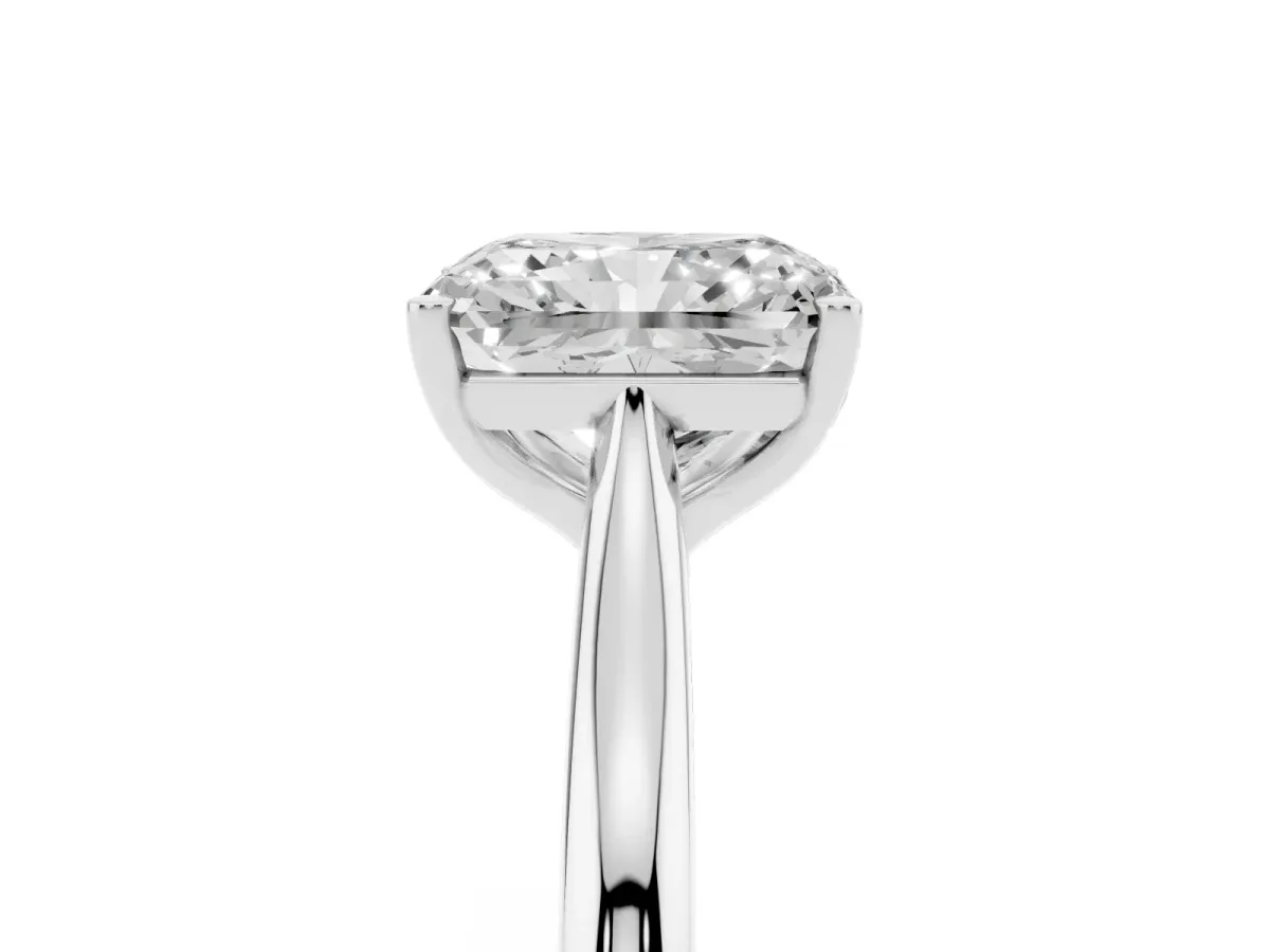 Radiant Cut Cut Solitaire Ring with Cathedral Band and Four-Prong Setting Silver