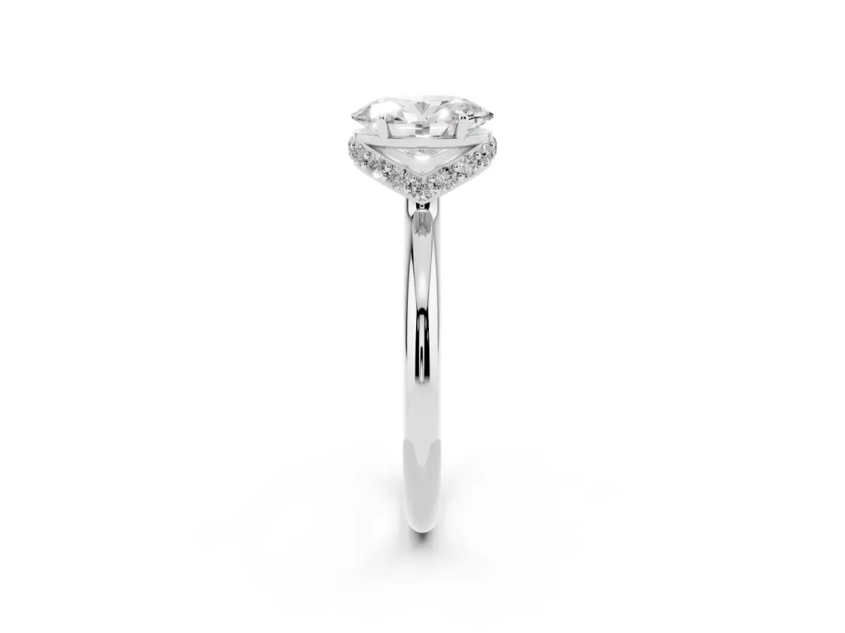 Oval Cut Brilliant Solitaire Engagement Ring with Six-Prong Setting and Classic Band White gold